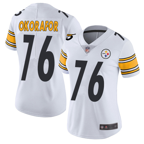Women Pittsburgh Steelers Football #76 Limited White Chukwuma Okorafor Road Vapor Untouchable Nike NFL Jersey->women nfl jersey->Women Jersey